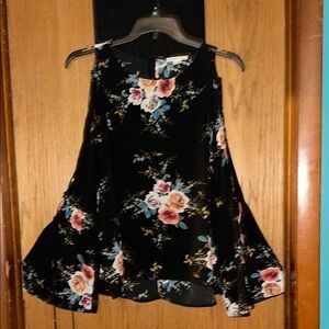 Floral Black Sleeveless Top